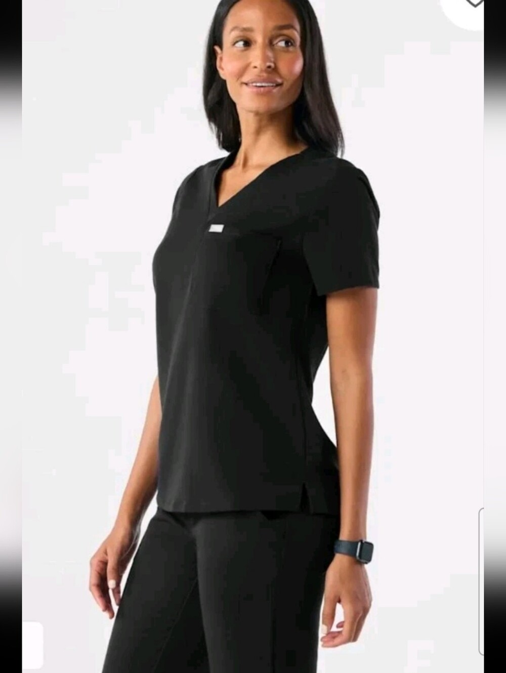 Figs Womens Black Technical Collection Catarina One-Pocket Medical Scrub Top S